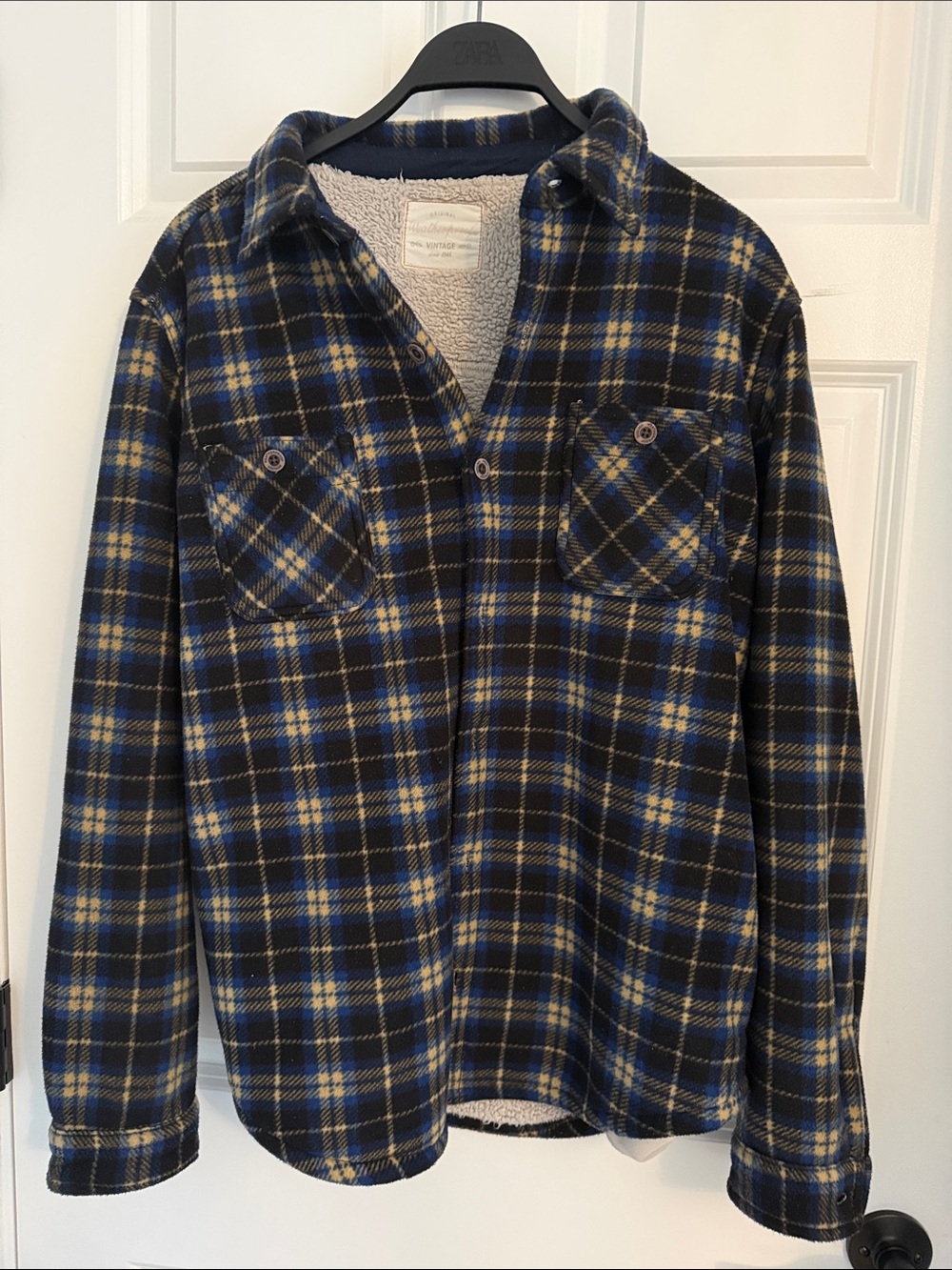 Weatherproof Men’s Blue and Black Plaid Button-Down Shirt